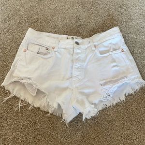 Free People Ripped White Cut Off Jean Short